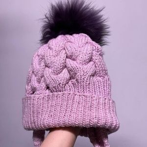 Pom Pom Beanie Hat handmade Italian wool SIZE 6-9 y.o